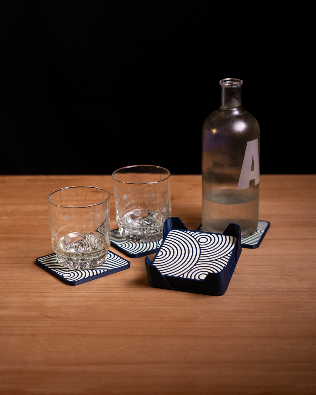 Concentric Square Coasters — vy 10, Glasunderlägg Skenloft