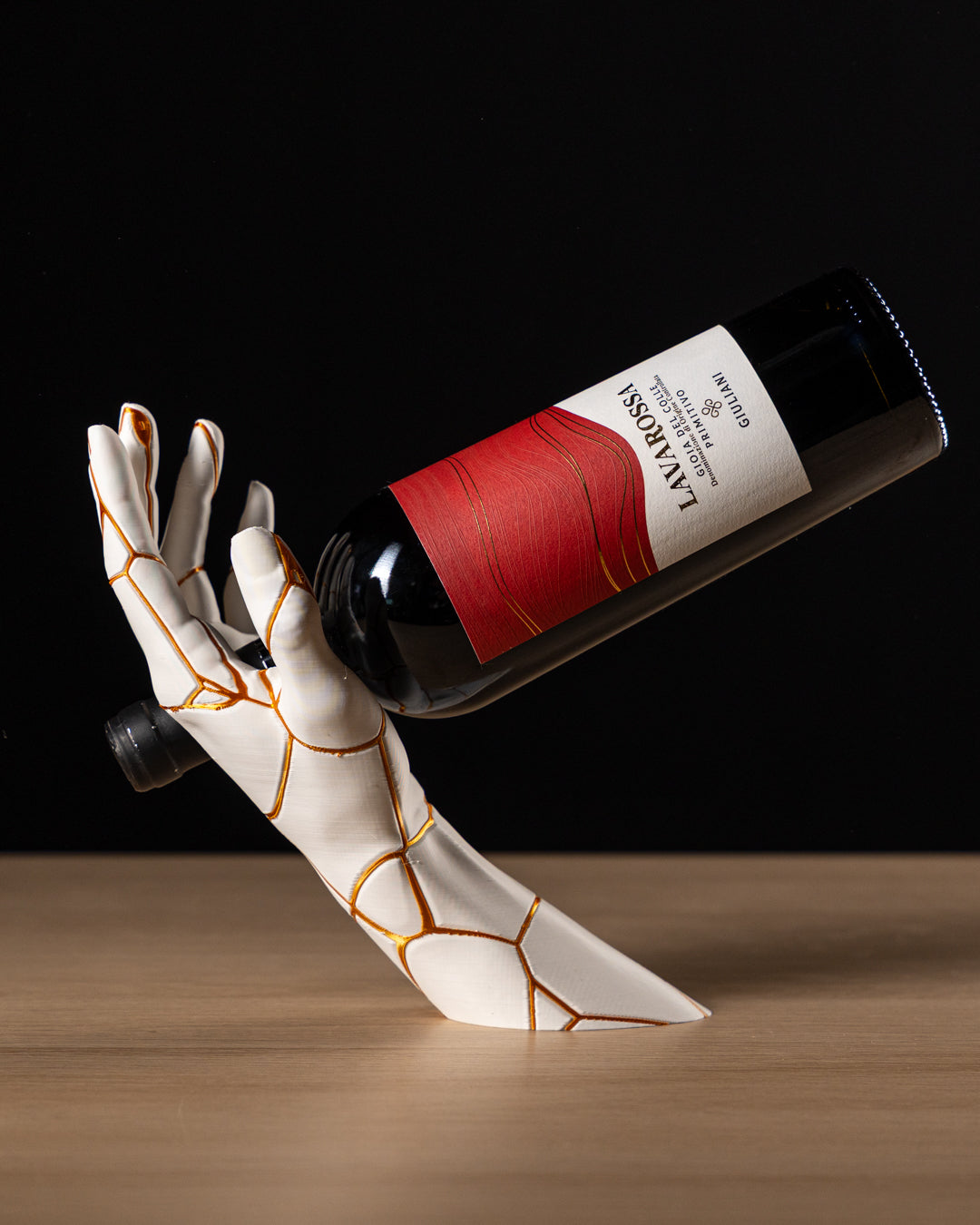 Vino Grace — Kintsugi Wine Holder detalj — unik design, handgjord