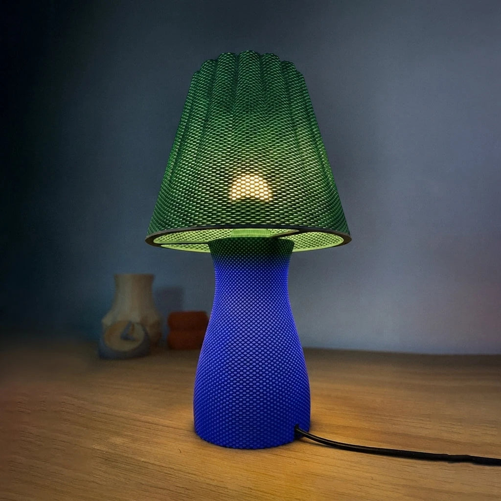 Carmen Table Lamp - Green topp, Electric Blue botten