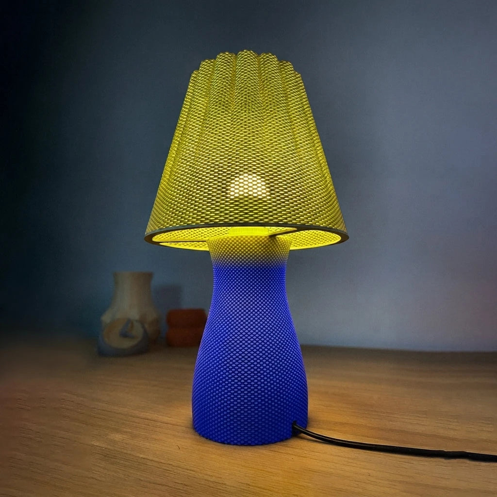 Carmen Table Lamp - Lime topp, Electric Blue botten