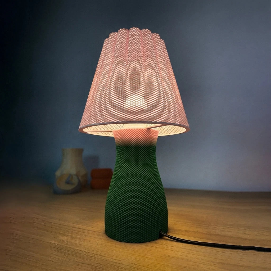 Carmen Table Lamp - Pastel Rosa topp, Green botten