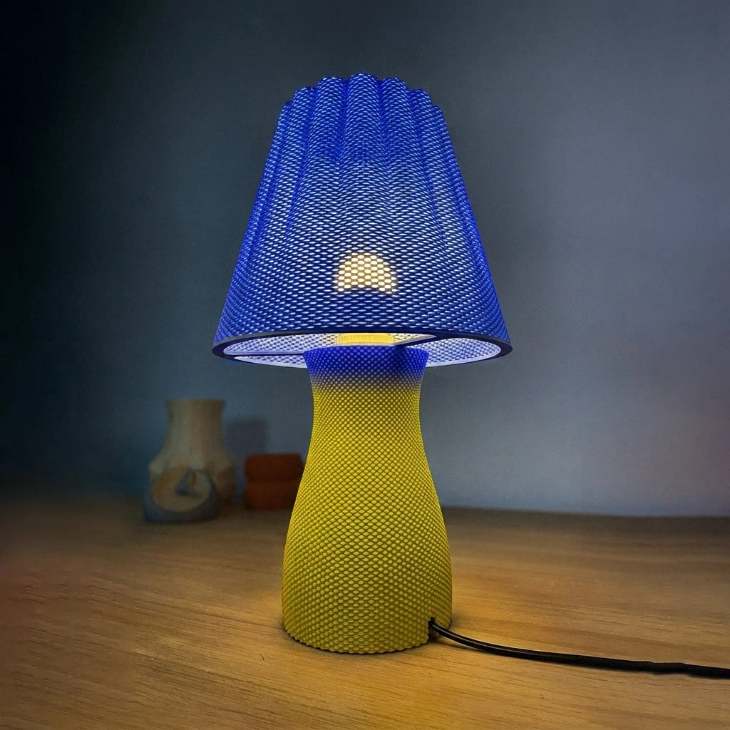 Carmen Table Lamp - Electric Blue topp, Lime botten