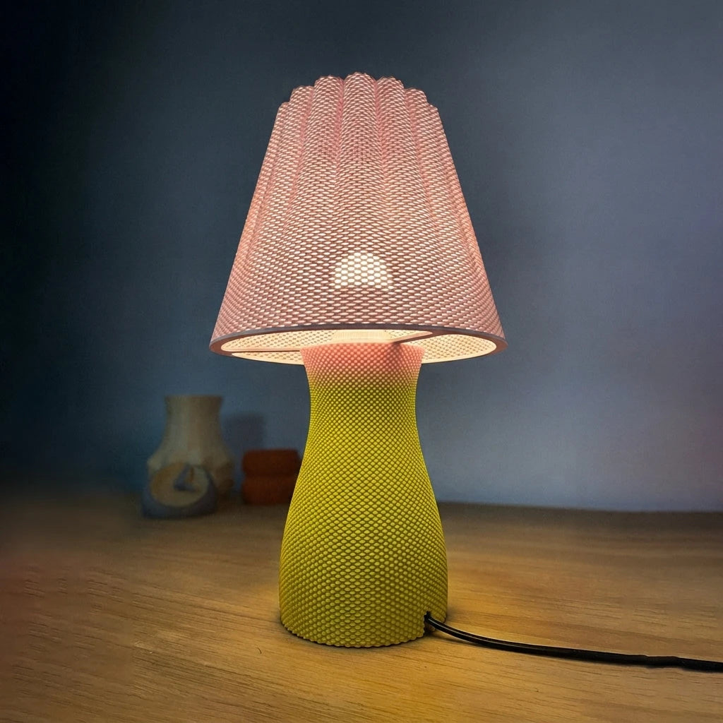 Carmen Table Lamp - Pastel Rosa topp, Lime botten