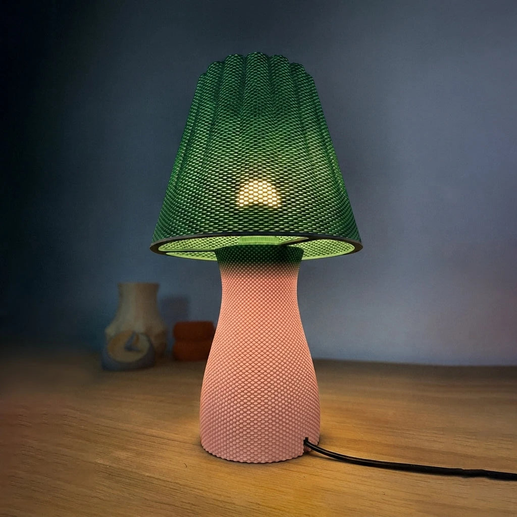 Carmen Table Lamp - Green topp, Pastel Rosa botten