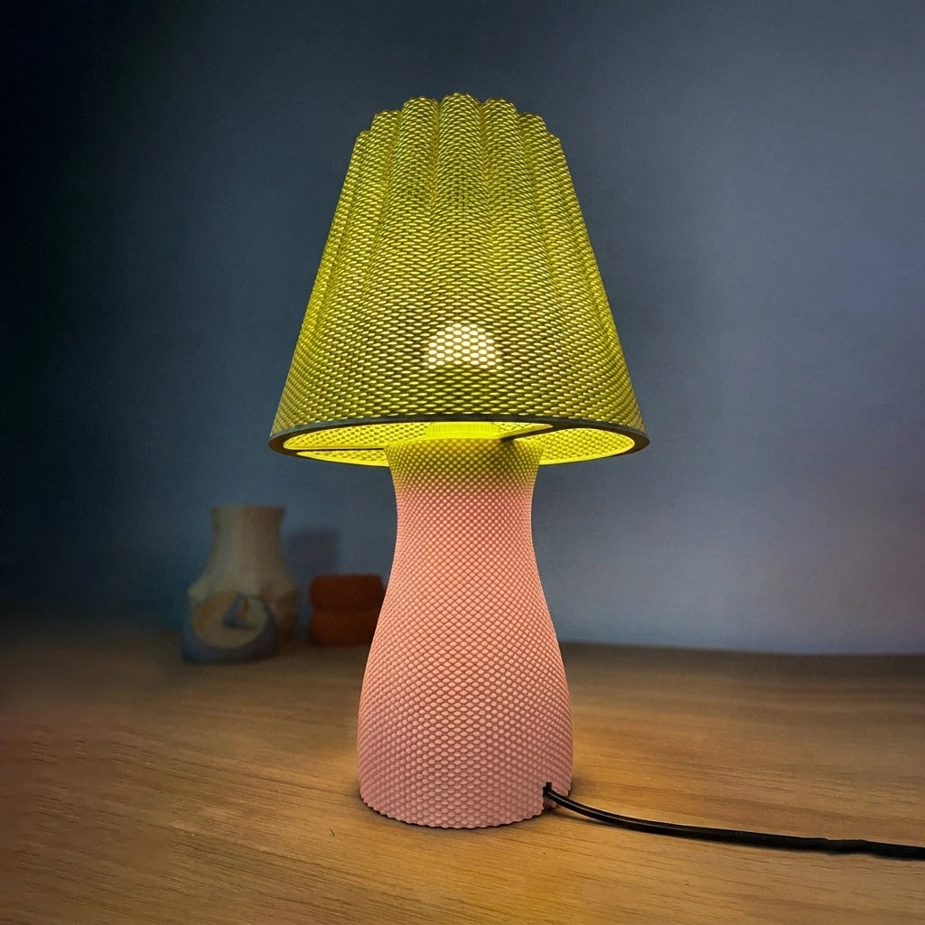Carmen Table Lamp - Lime topp, Pastel Rosa botten