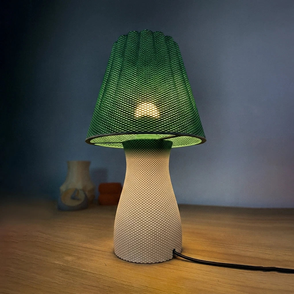 Carmen Table Lamp - Green topp, Vit botten