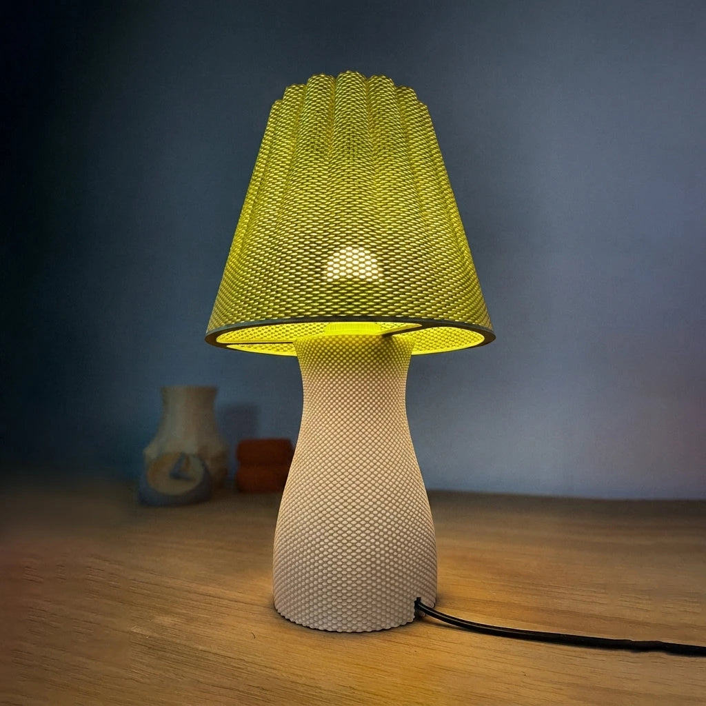 Carmen Table Lamp - Lime topp, Vit botten