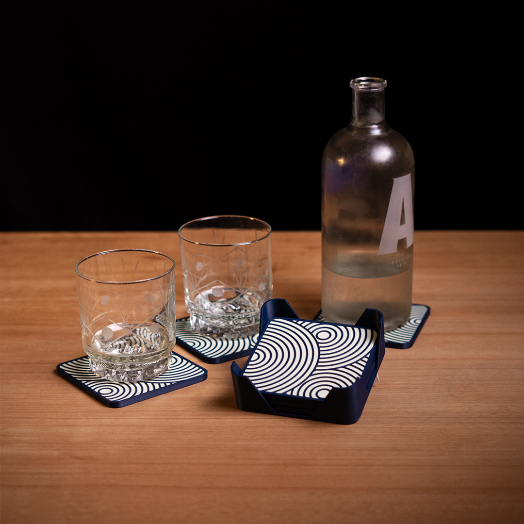 Concentric Square Coasters — vy 9, Glasunderlägg Skenloft
