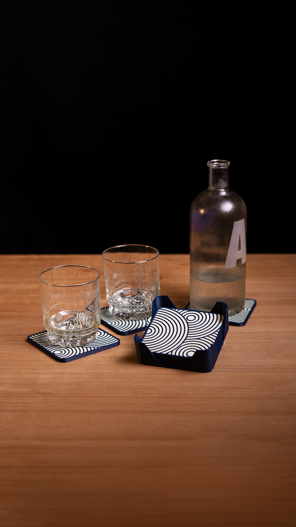 Concentric Square Coasters — vy 8, Glasunderlägg Skenloft