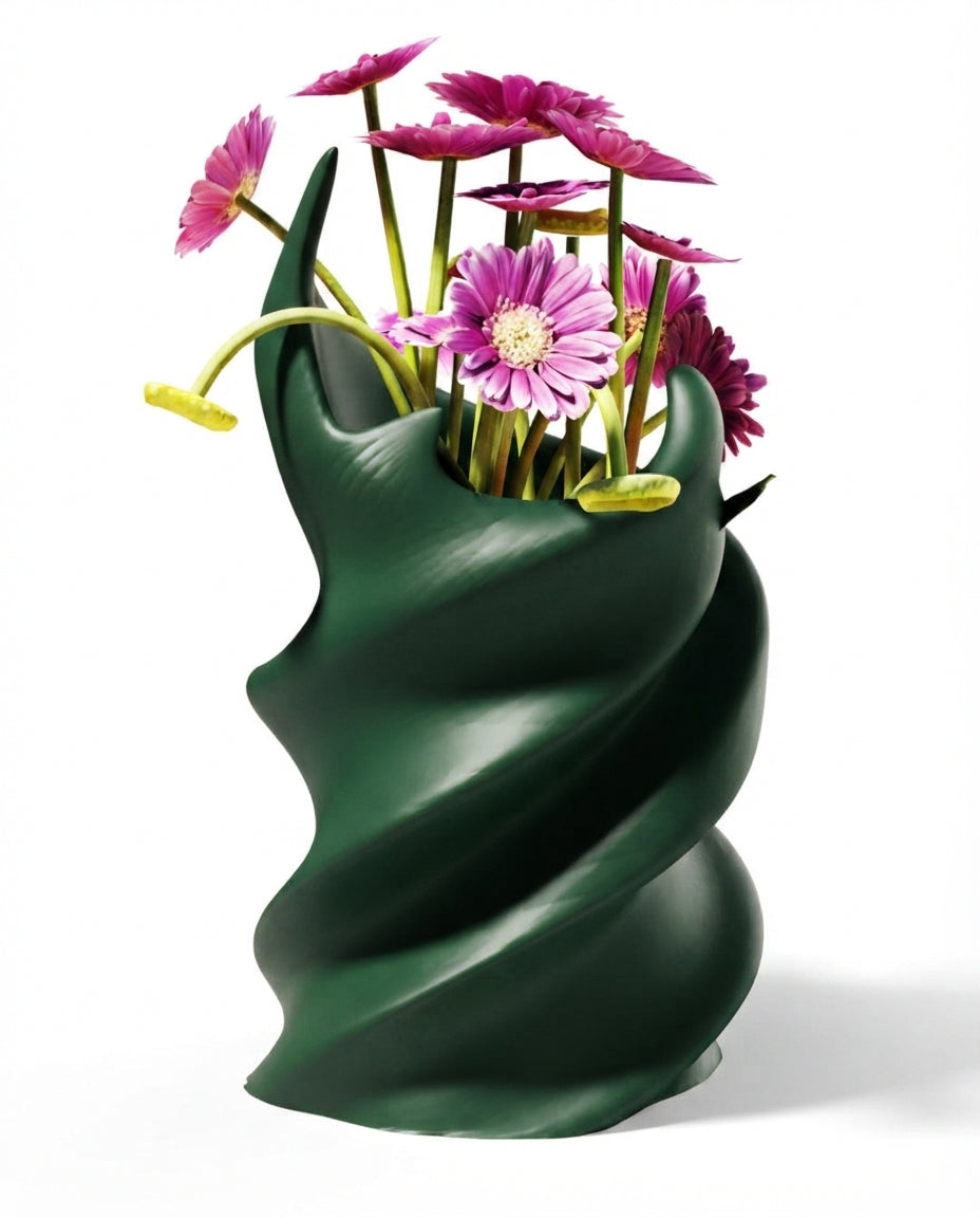Fire Clay Vase - Dark Green