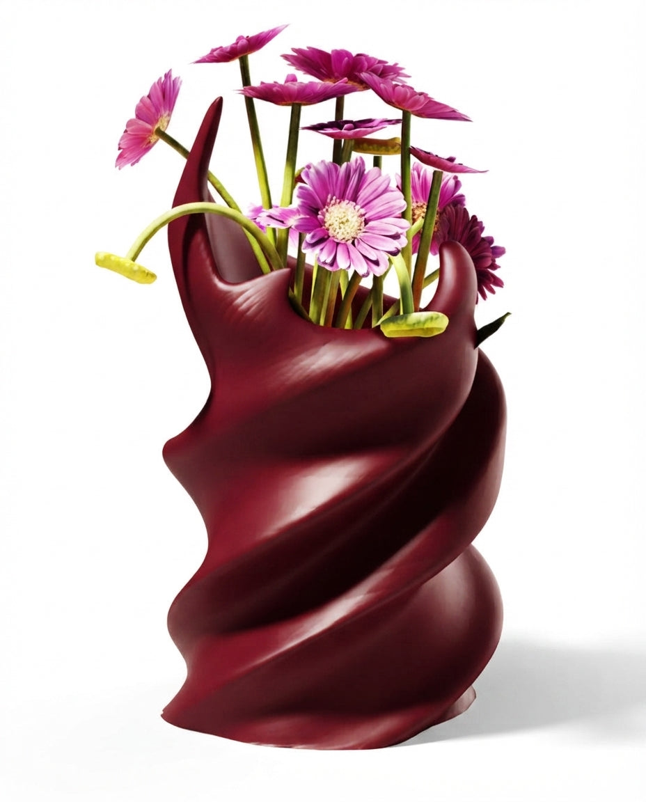 Fire Clay Vase - Dark Red