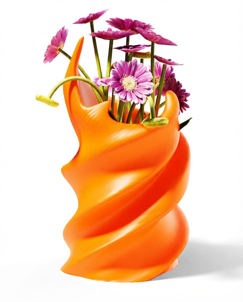 Fire Clay Vase - Mandarin Orange